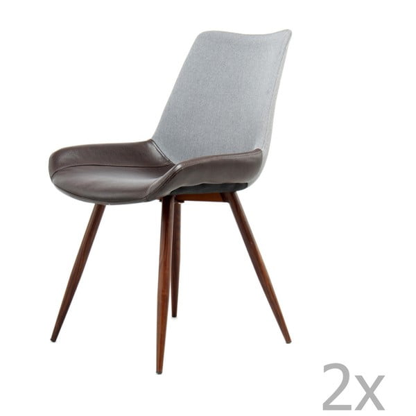 Комплект от 2 тъмно сиво-кафяви трапезни стола Brando - 360 Living
