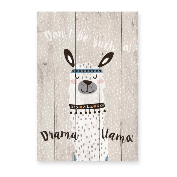 Obraz na dřevěné desce Little Nice Things Llama, 60 x 40 cm