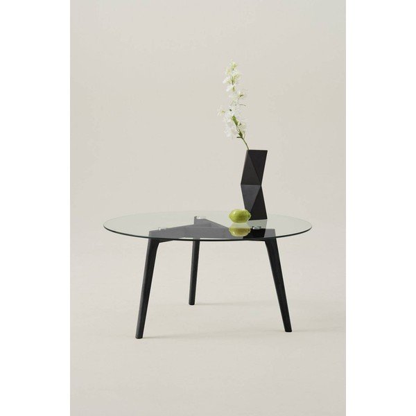 Черна кръгла масичка за кафе от масивен дъб ø 90 cm Malevik – Jotex-image-1