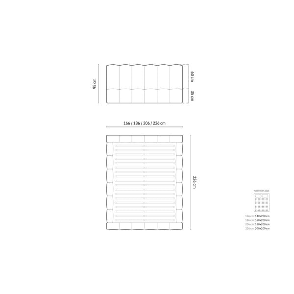 Светлосиво двойно тапицирано легло с място за съхранение с включена подматрачна рамка 160x200 cm Lupine – Micadoni -image-4
