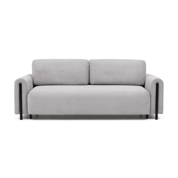 Светлосив разтегателен диван с място за съхранение от рипсено кадифе 244 cm Arcadova – ELTAP