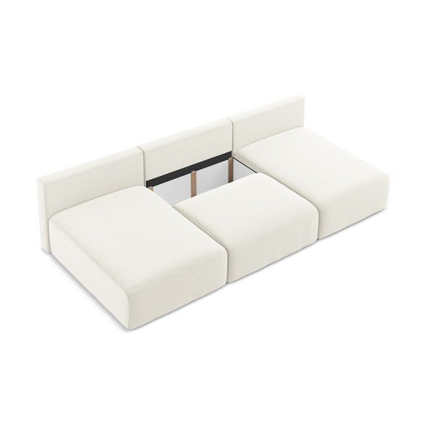 Кремав кадифен сгъваем/с място за съхранение ъглов диван (U форма) Kalena – Makamii-image-4