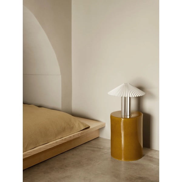 Бяла/в сребрист цвят затъмняваща се настолна лампа с текстилен абажур (височина 36 cm) Taite – Blomus-image-1