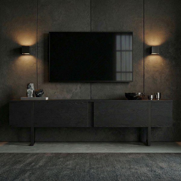 Черна маса за телевизор 180x50x30 cm Onera – Kalune Design-image-1