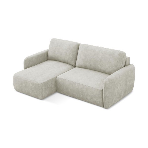 Кремав шенилов разтегателен ъглов диван с място за съхранение (ляв ъгъл) Lilo – Makamii-image-2