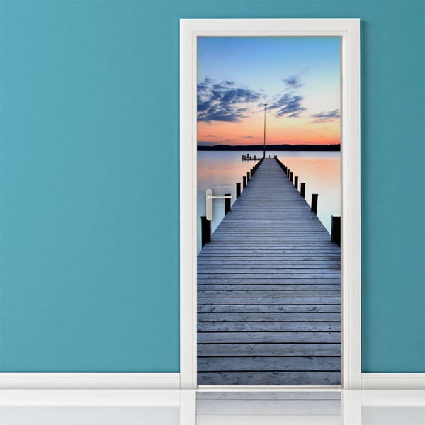 Самозалепващ се стикер за врата Pontoon On The Beach, 83 x 204 cm - Ambiance