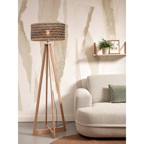 Подова лампа с бамбуков абажур в черен и естествен цвят (височина 145 см) Java - Good&Mojo-image-3