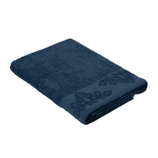 Синя памучна кърпа за баня Дамаск, 140 x 70 cm - Bella Maison