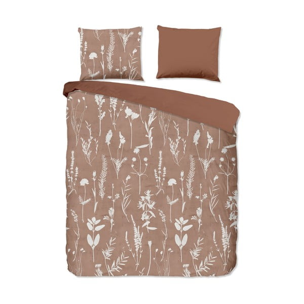 Кафяво единично удължено памучно спално бельо 140x220 cm Rav – Good Morning