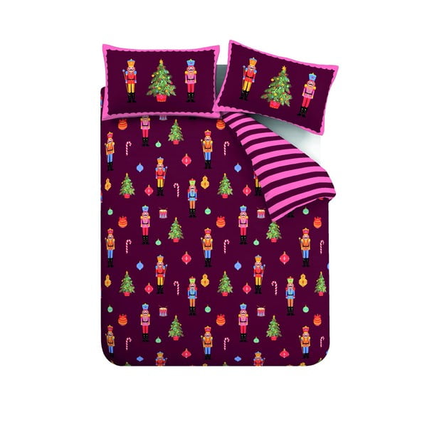 Розово-лилаво единично  спално бельо 135x200 cm Nutcracker Stripe – Catherine Lansfield