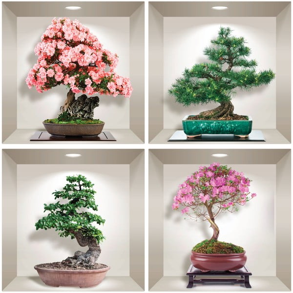 Комплект от 4 3D стикера за стена Bonsai of Seasons - Ambiance-image-1