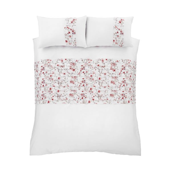Бяло и червено спално бельо , 135 x 200 cm Jasmine Floral - Catherine Lansfield