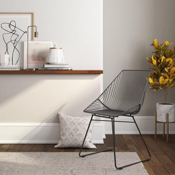 Черен метален стол Ellis - CosmoLiving by Cosmopolitan-image-1