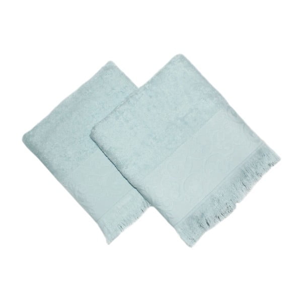 Sada 2 modrých růčníků z bavlny Sehzade, 50 x 90 cm