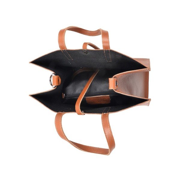 Кафява кожена чанта в цвят коняк Mangotti Vera - Mangotti Bags-image-4