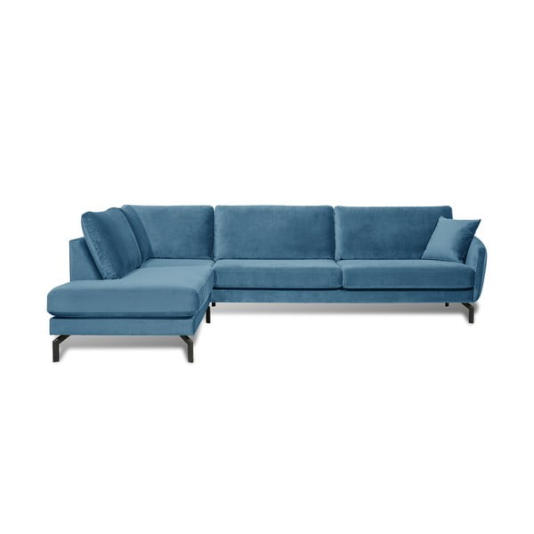 Ъглов диван от синьо кадифе (ляв ъгъл) Magic - Scandic