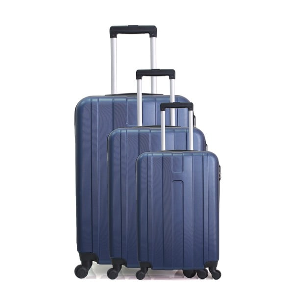 Комплект от 3 сини пътнически куфара на колелца Atlanta - Hero
