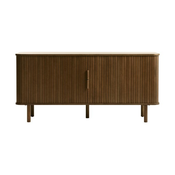 Кафяв нисък скрин в дъбов декор с плъзгащи се врати 76x160 cm Cavo - Unique Furniture