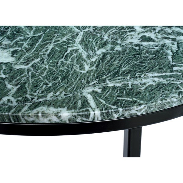 Tmavě zelený mramorový konferenční stolek s černým podnožím RGE Accent, ⌀ 85 cm-image-1