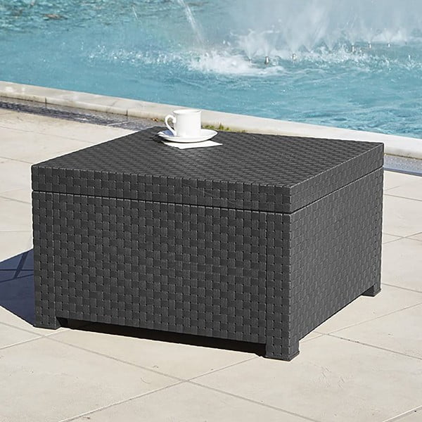 Градинска маса за съхранение от изкуствен ратан 56x56 cm – Juinsa-image-1