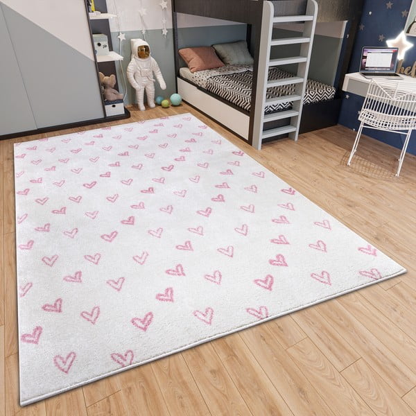 Розово-бял детски килим 120x170 cm Hearts - Hanse Home-image-1