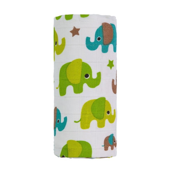 Бебешка кърпа Зелено слонче, 120 x 120 cm Green Elephants - T-TOMI