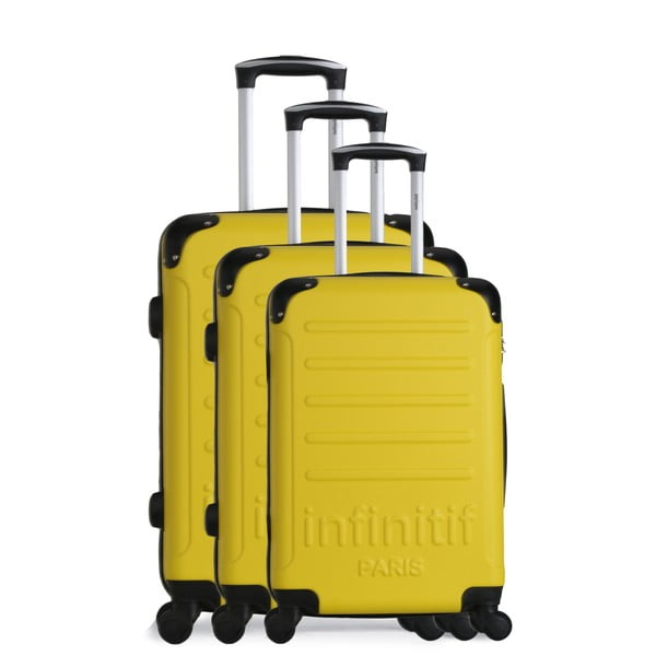 Комплект от 3 жълти куфара за пътуване на колелца Horten-A - Infinitif