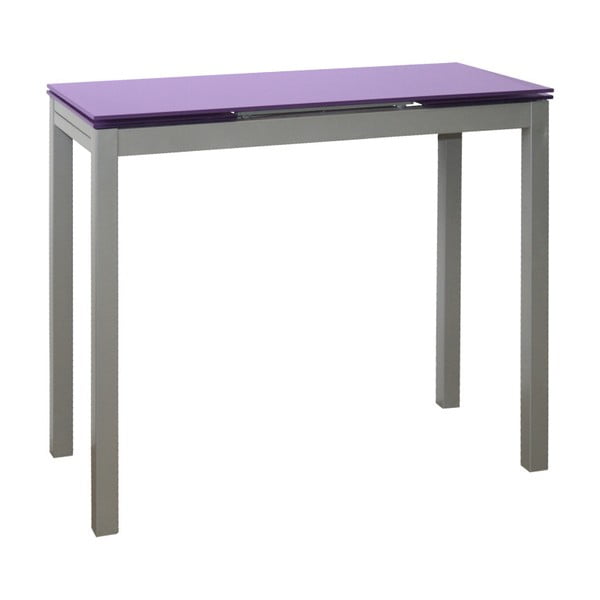 Rozkládací jídelní stůl s fialovou skleněnou deskou Pondecor Cristiano, 40 x 85 cm