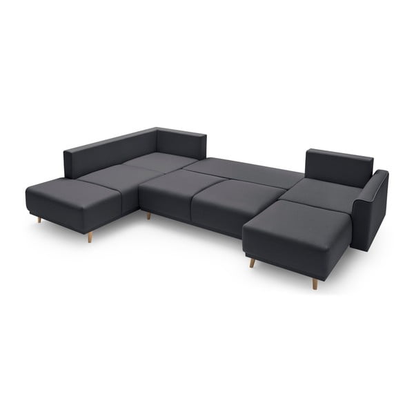 Тъмно сив Panoramique XXL Mola U-образен разтегателен диван, десен ъгъл - Bobochic Paris-image-4
