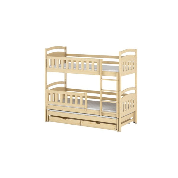 Двуетажно легло от борова дървесина с място за съхранение и разтегателно легло 90x200 cm Blanka - Lano Meble