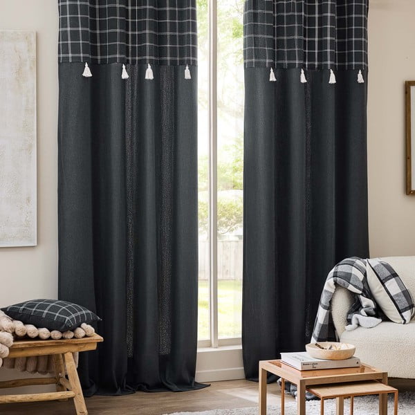 Антрацитно перде със смес от памук 140x240 cm Everest – douceur d'intérieur-image-3