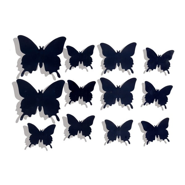 Комплект от 12 черни стикера за стена Farfalle Nere - LineArtistica
