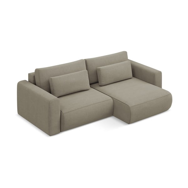 Светлокафяв разтегателен ъглов диван с място за съхранение (десен ъгъл) Kapua – Makamii-image-2