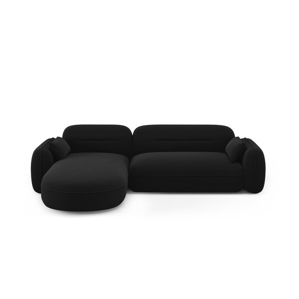 Черен кадифен ъглов диван (ляв ъгъл) Audrey – Interieurs 86