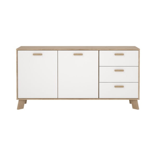 Скрин от дъбов декор в бял и естествен цвят 147x73x39 cm Ikast – Tvilum