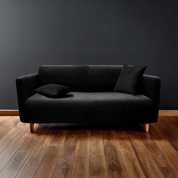 Черно триместно ластично покривало за диван Sacha – douceur d'intérieur