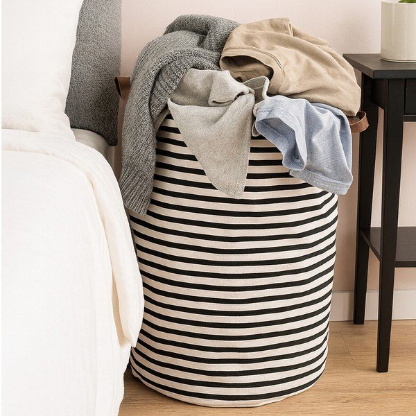 Черно-бял текстилен кош за пране 54 l Stripe – Premier Housewares-image-2
