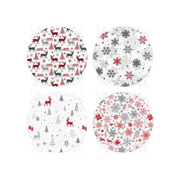 Възглавници за сядане в комплект от 4 бр. с коледни мотиви ø 40 cm Snowflakes – Mila Home