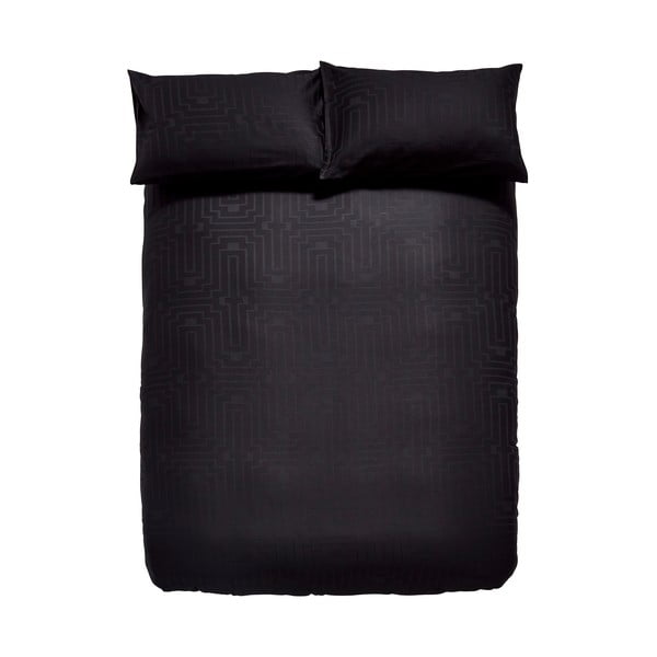 Черно памучно спално бельо от сатен за двойно легло 200x200 cm - Bianca-image-2