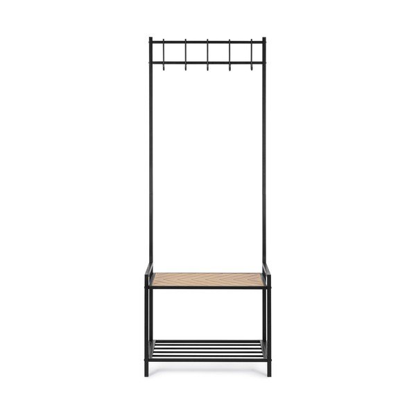 Черна/в естествен цвят метална стенна закачалка с рафт 64,5 cm Haldor – Yes Everyday-image-1