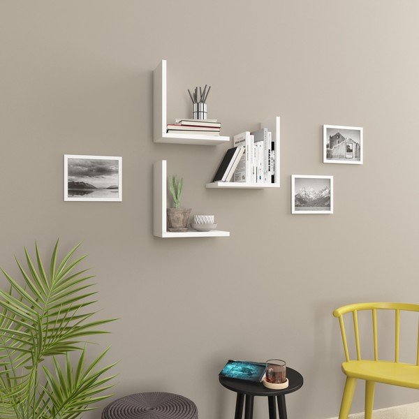 Бели рафтове в комплект от 3 Wesley - Kalune Design-image-3