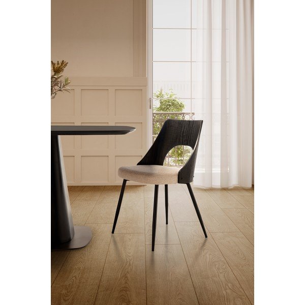 Черни/кремави тапицирани трапезни столове в комплект 2 бр. Gilda – MOME-image-1