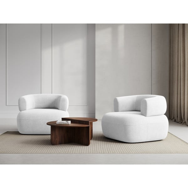 Бяло кресло от плат букле Jenny – Micadoni Home-image-1