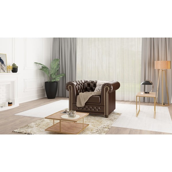 Тъмнокафяв фотьойл от изкуствена кожа York - Ropez-image-1