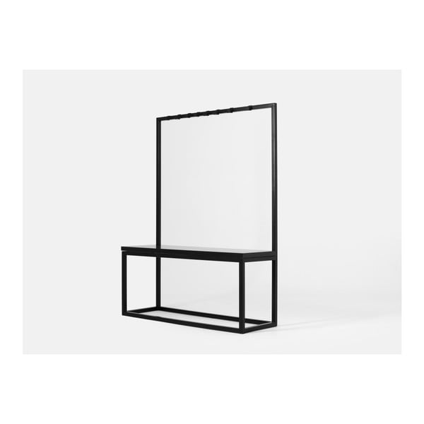 Черна закачалка за дрехи с черна пейка, широчина 120 cm Next - CustomForm-image-3