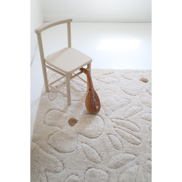 Кремав ръчно изработен памучен детски килим подходящ за пране 120x180 cm Gentle Flora – Nattiot-image-3