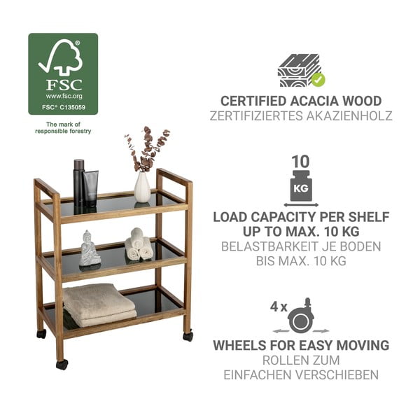 Рафт за баня от масивна акация в черен и естествен цвят 65x76,5 cm Fondi – Wenko-image-4