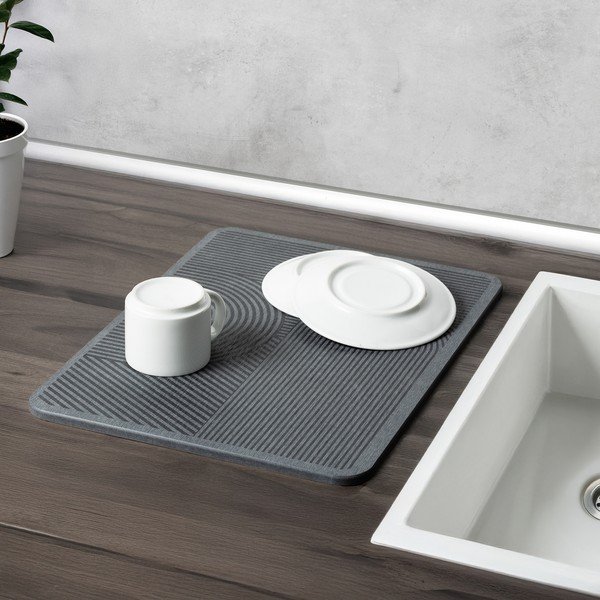 Сива тавичка за оттичане за съдовете от диатомична глина 40x30 cm Damon – Wenko-image-1