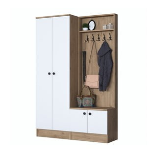 Комплект за коридор в бяло/натурално в орех Theresa - Kalune Design
