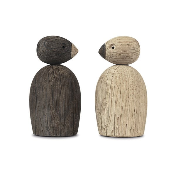 Комплект от 2 статуетки от масивна дъбова дървесина Pair of Sparrows - Kay Bojesen Denmark-image-3